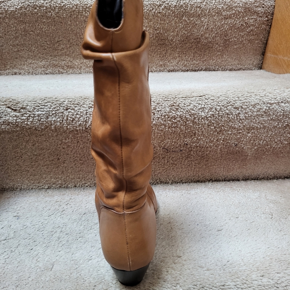 Tan Leather Mid Calf Heeled Boots, Size 39, New! - Picture 7 of 11